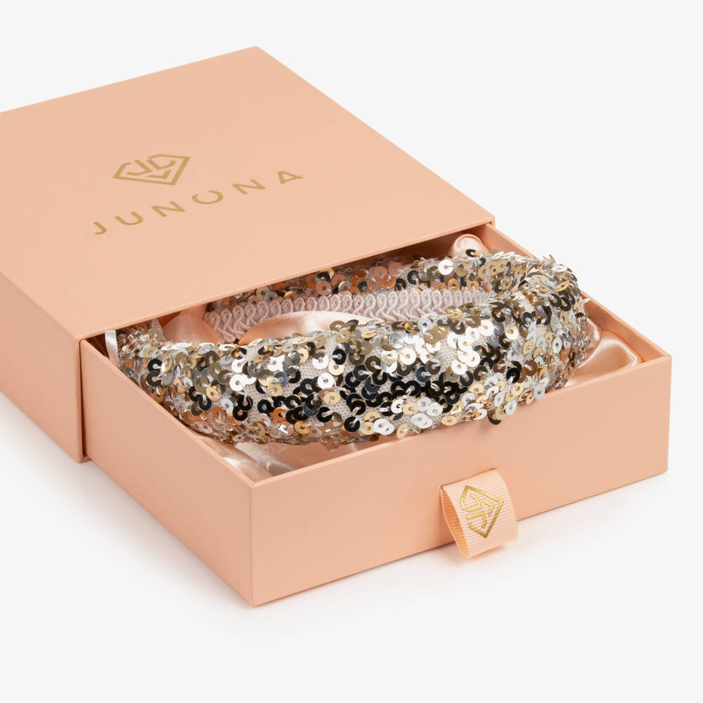 Junona-Girls Silver & Gold Sequinned Hairband | Childrensalon