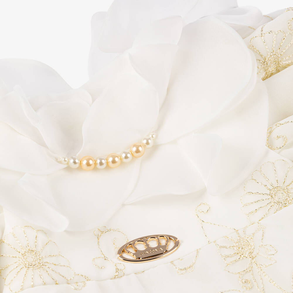 Junona-Girls White Chiffon Embroidered Dress | Childrensalon