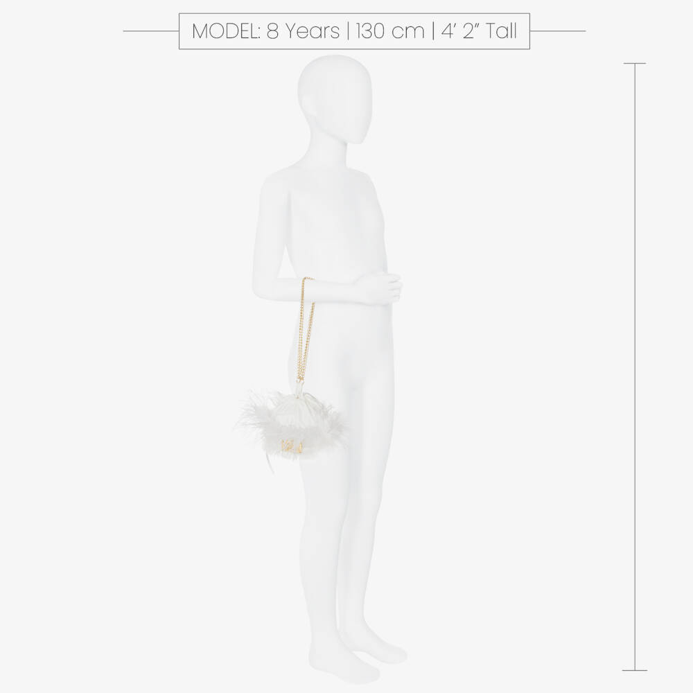 Junona-Girls White Feather Bag (14cm) | Childrensalon