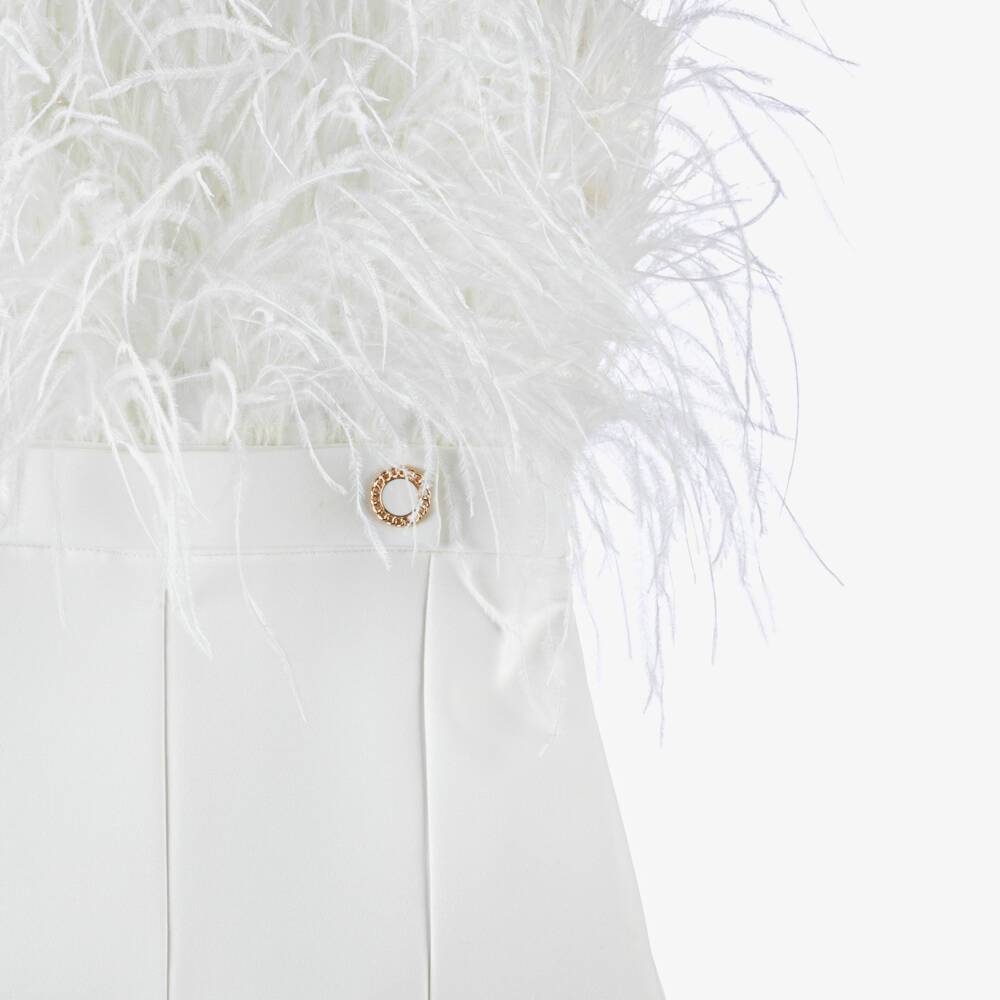 Junona-Girls White Feather Jumpsuit | Childrensalon