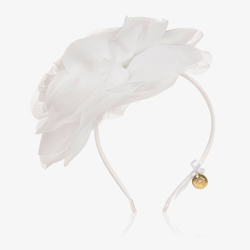 Junona-Girls White Organza Flower Hairband | Childrensalon