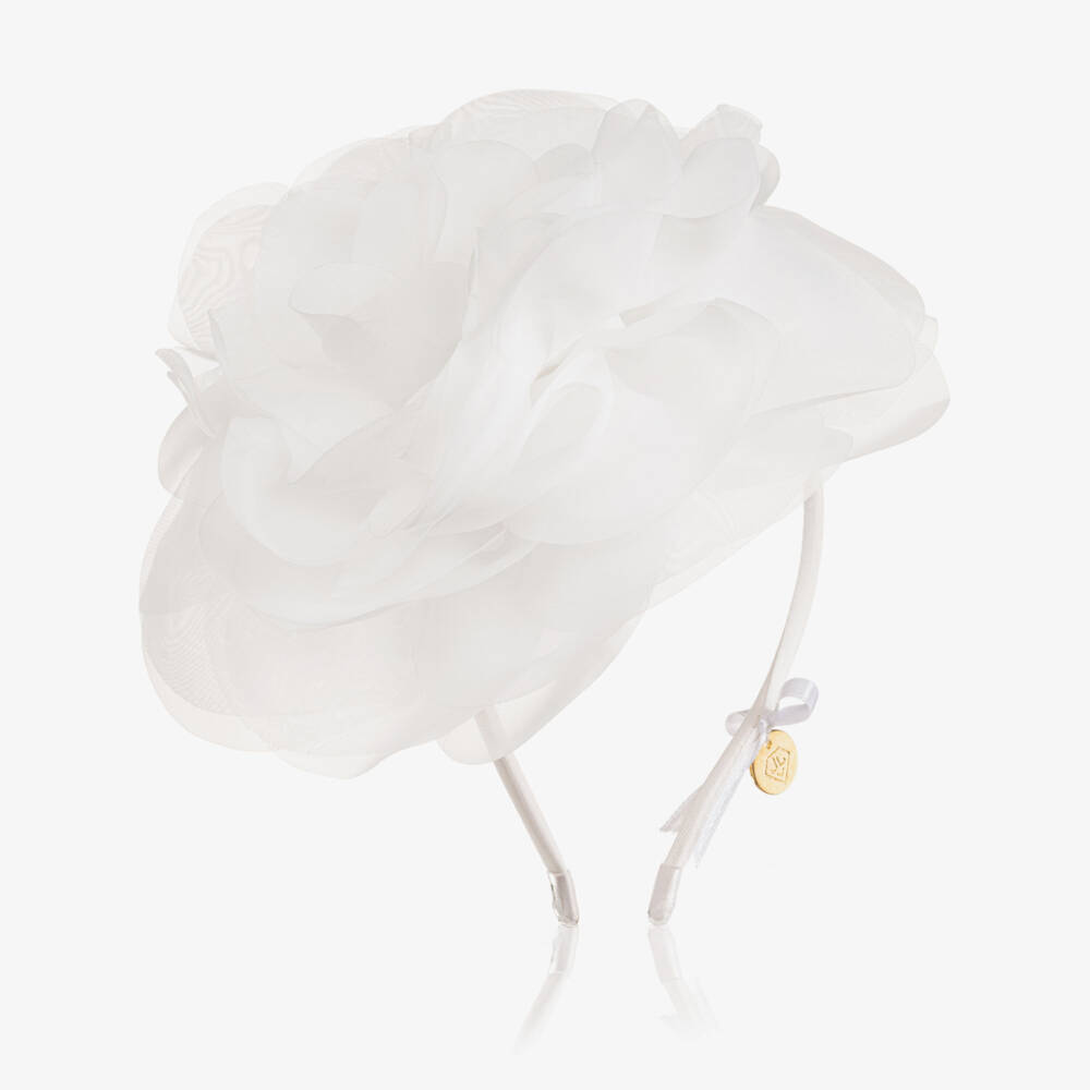 Junona-Girls White Organza Flower Hairband | Childrensalon