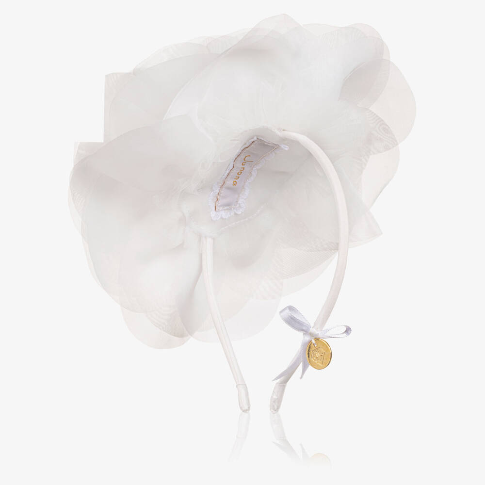 Junona-Girls White Organza Flower Hairband | Childrensalon