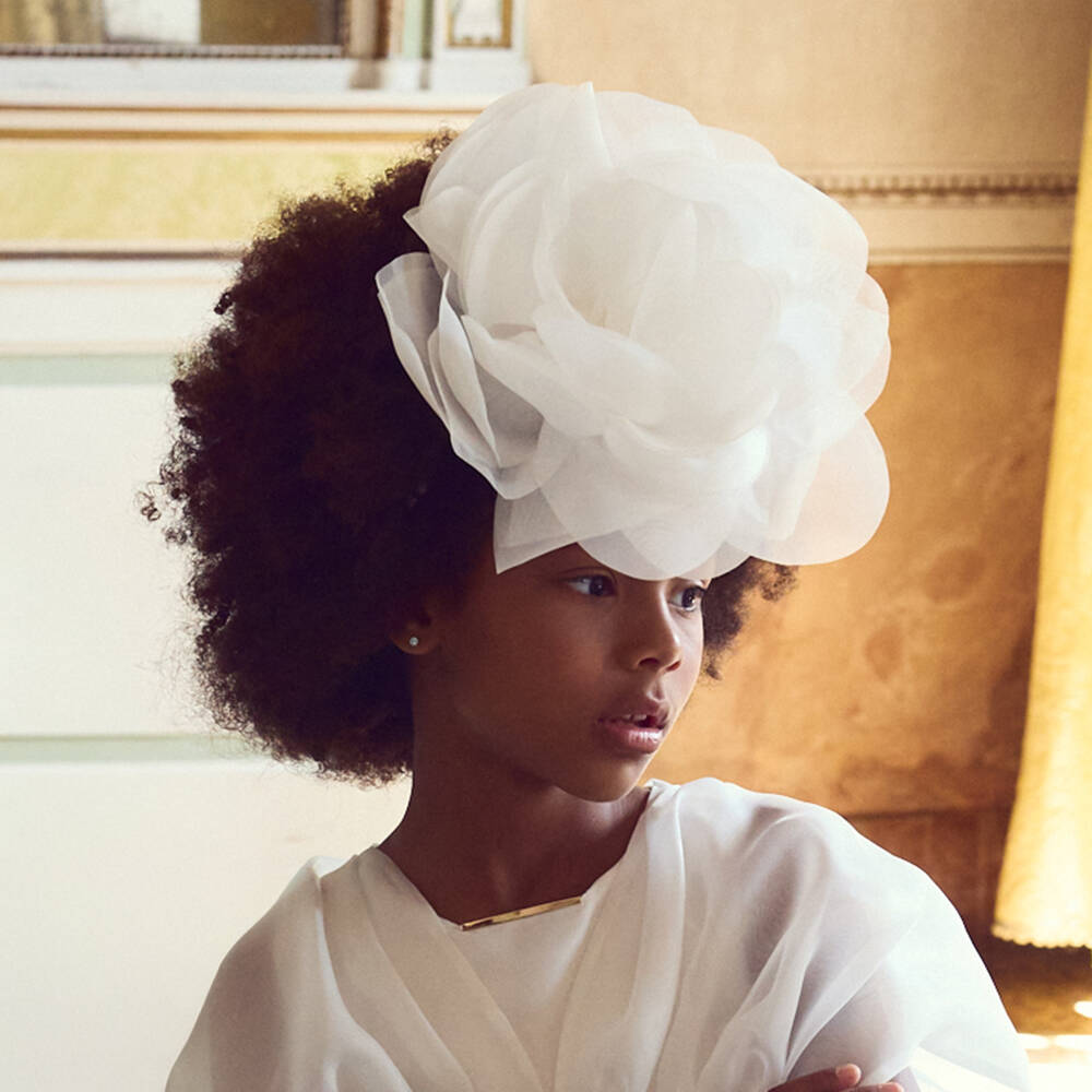 Junona-Girls White Organza Flower Hairband | Childrensalon