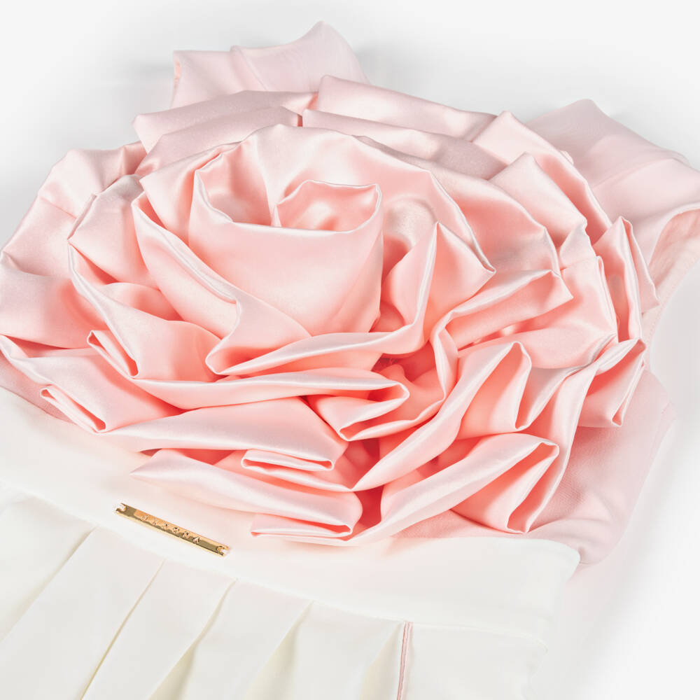 Junona-Girls White & Pink Flower Jumpsuit | Childrensalon