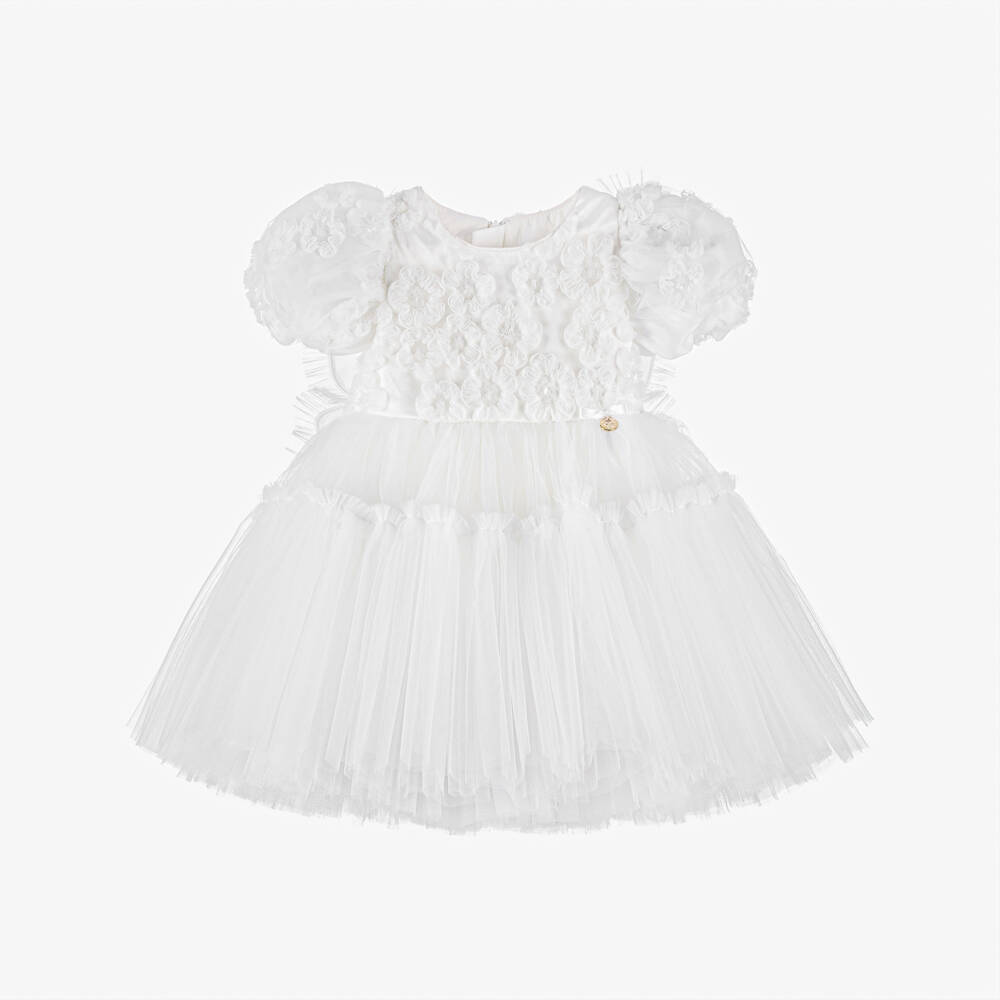 Junona-Girls White Tulle Butterfly Dress | Childrensalon
