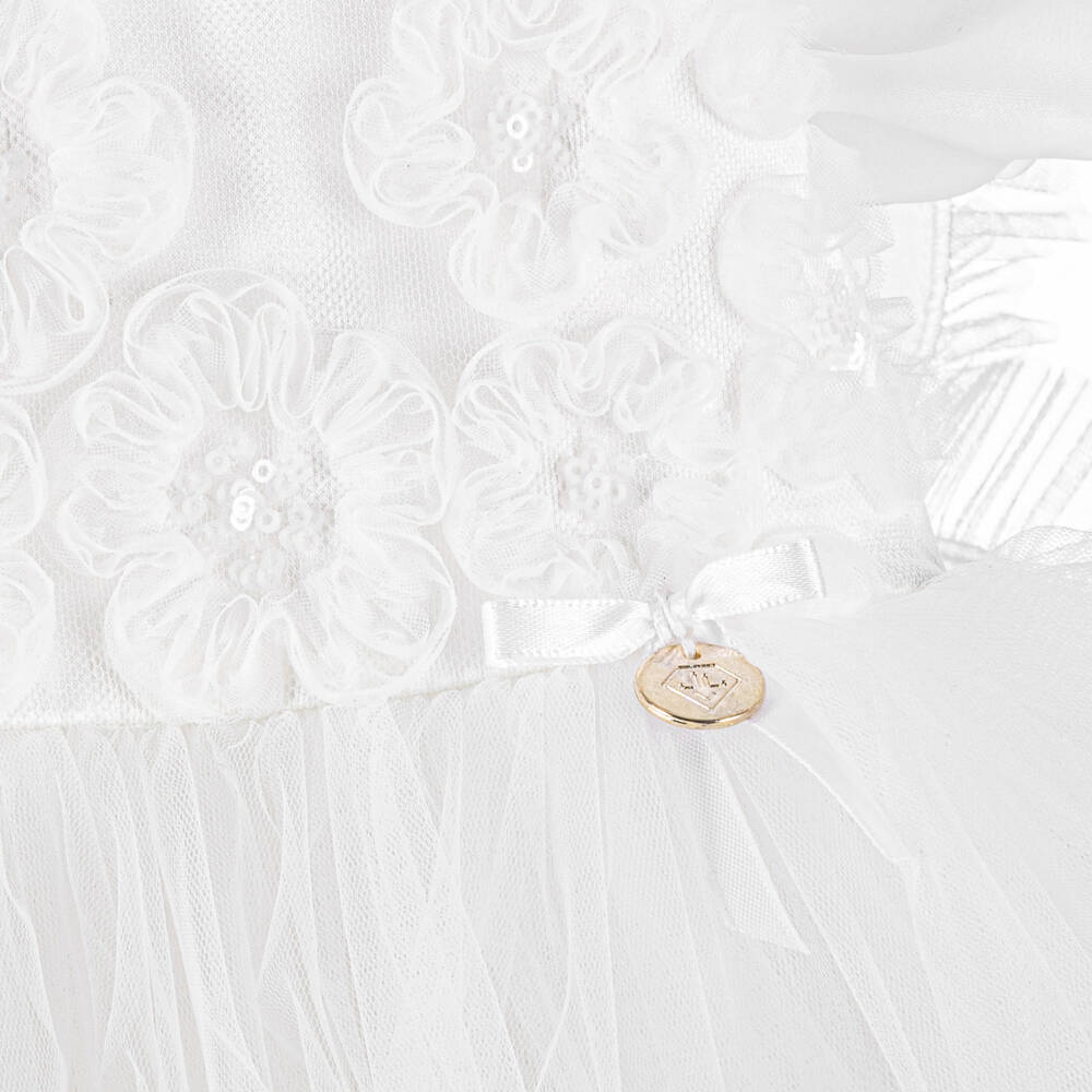 Junona-Girls White Tulle Butterfly Dress | Childrensalon