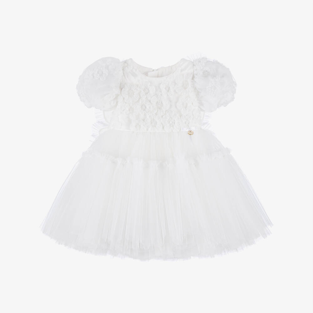 Junona-Girls White Tulle Butterfly Dress | Childrensalon