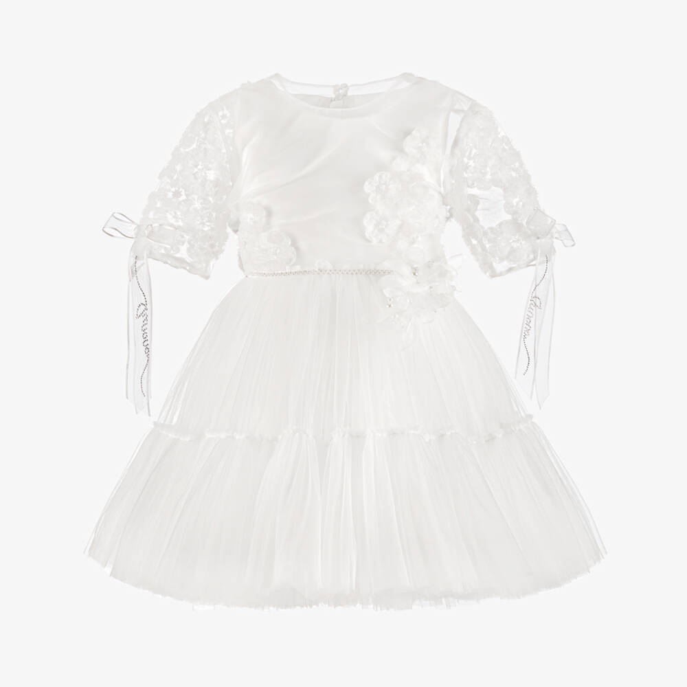 Junona-Girls White Tulle Dress with Bolero | Childrensalon