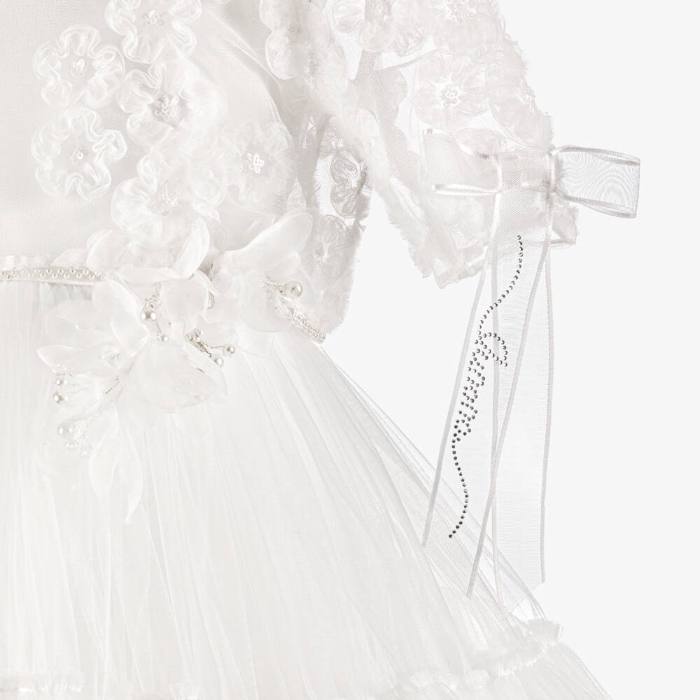 Junona-Girls White Tulle Dress with Bolero | Childrensalon
