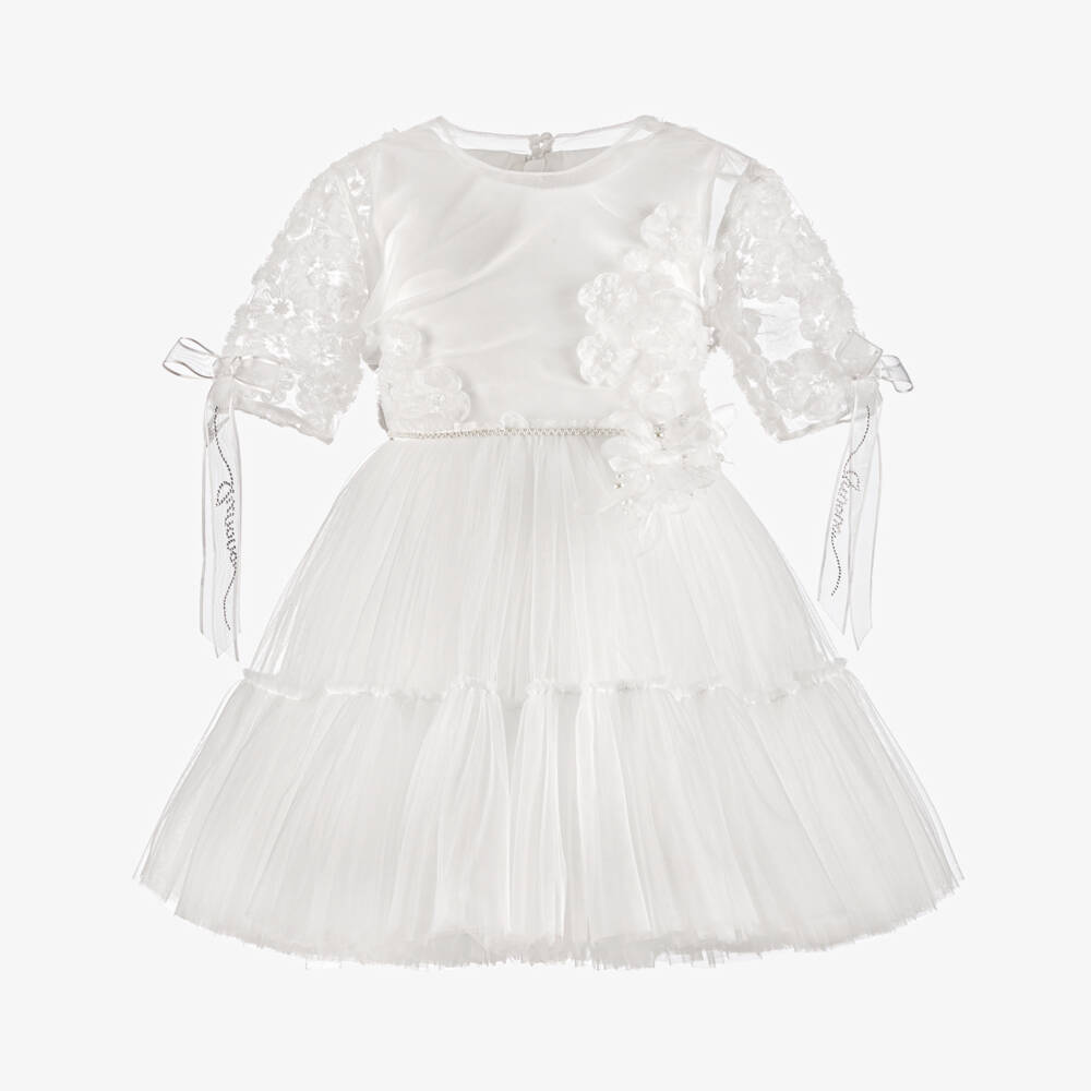 Junona-Girls White Tulle Dress with Bolero | Childrensalon