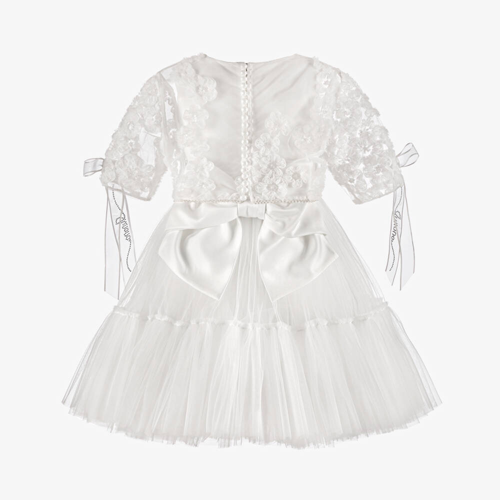 Junona-Girls White Tulle Dress with Bolero | Childrensalon