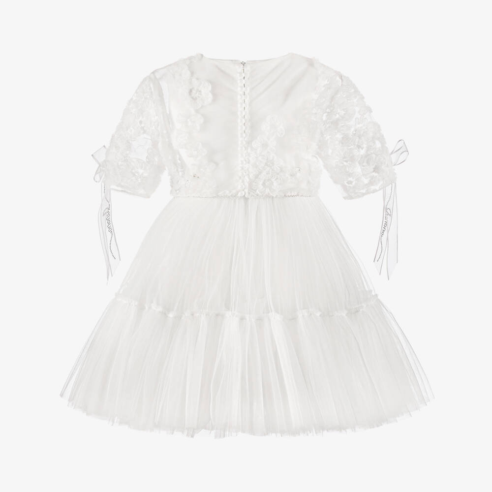 Junona-Girls White Tulle Dress with Bolero | Childrensalon