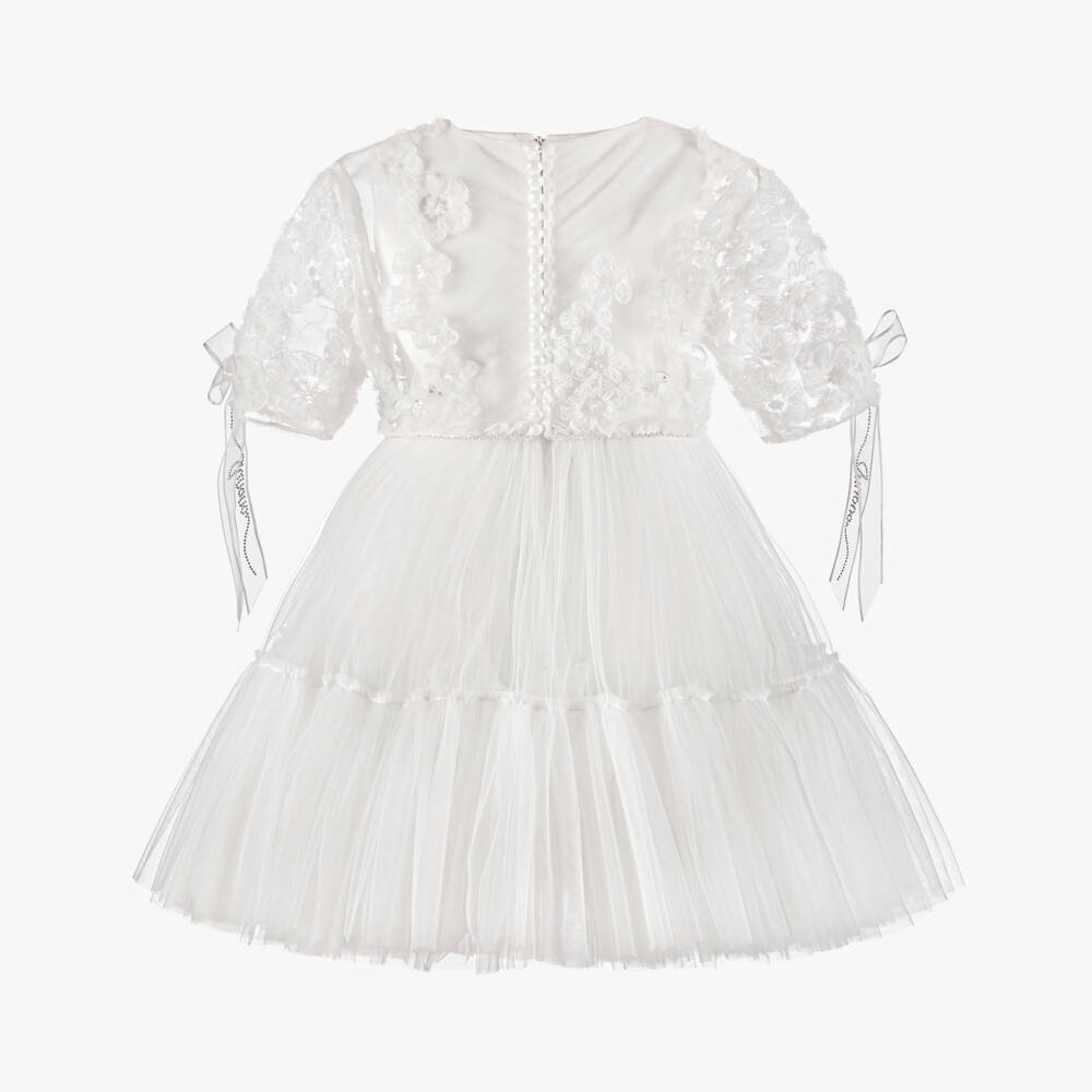 Junona-Girls White Tulle Dress with Bolero | Childrensalon