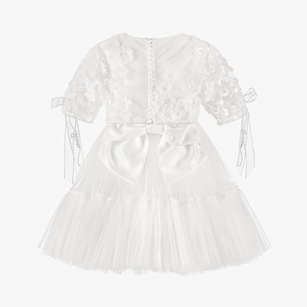 Junona-Girls White Tulle Dress with Bolero | Childrensalon