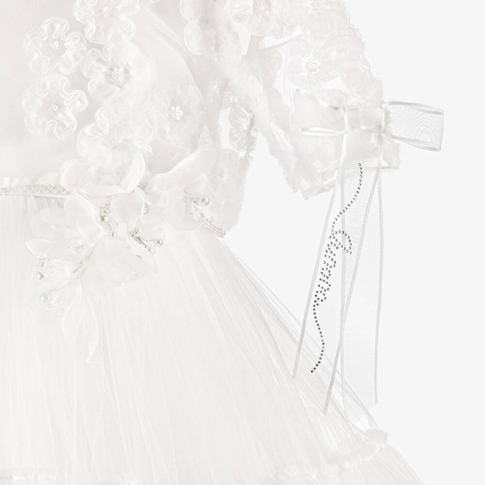 Junona-Girls White Tulle Dress with Bolero | Childrensalon