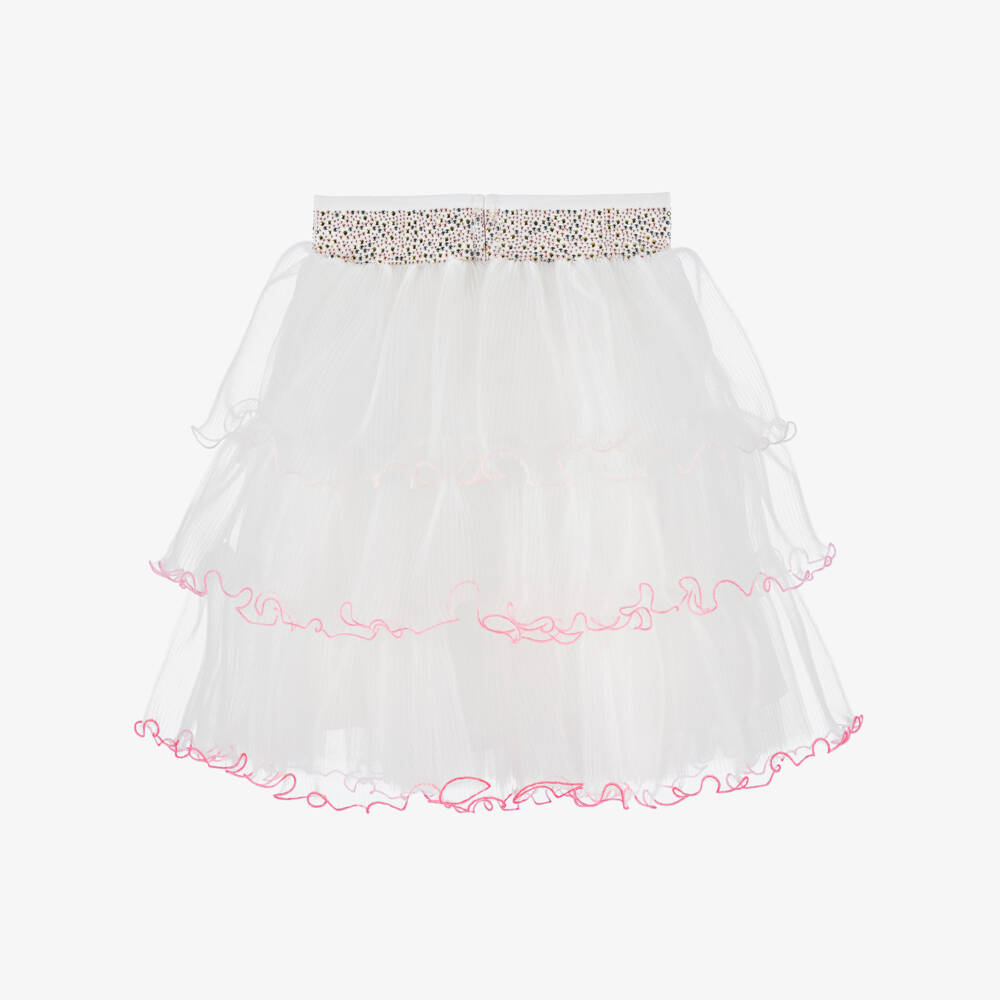 Junona-Girls White Tulle Ruffle Skirt | Childrensalon
