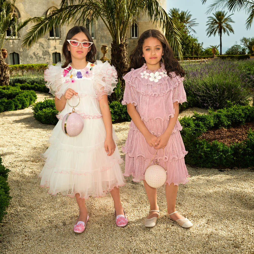 Junona-Girls White Tulle Ruffle Skirt | Childrensalon