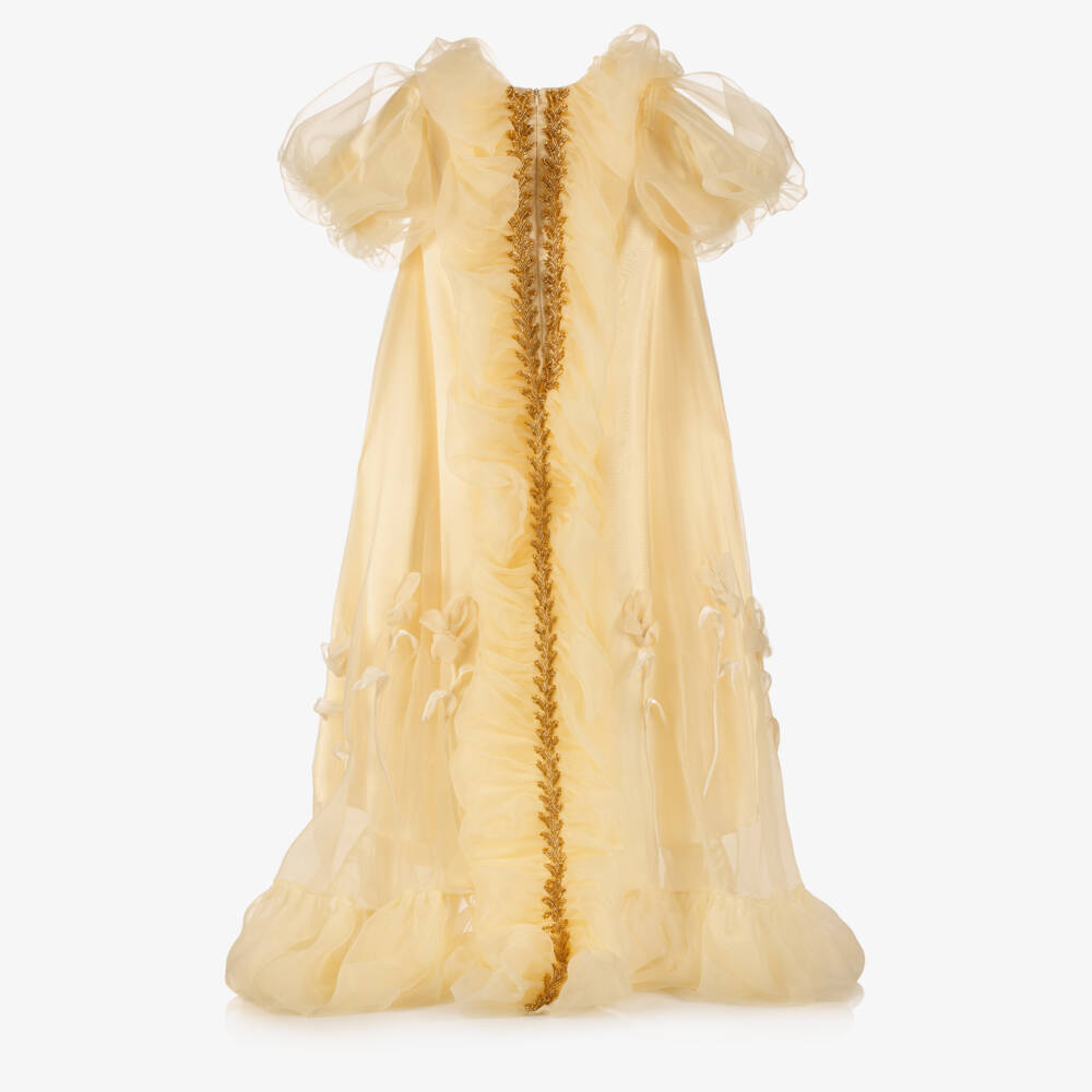 Junona-Girls Yellow Organza Occasion Dress | Childrensalon