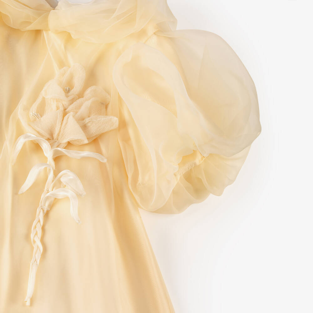 Junona-Girls Yellow Organza Occasion Dress | Childrensalon