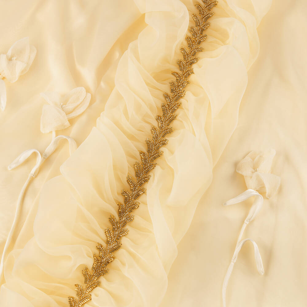 Junona-Girls Yellow Organza Occasion Dress | Childrensalon