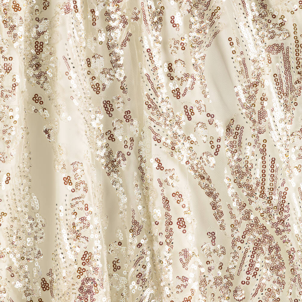 Junona-Girls Ivory Sequin & Flower Jumpsuit | Childrensalon