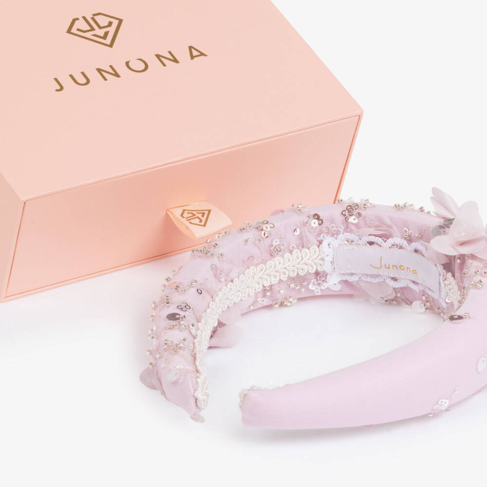 Junona-Girls Lilac Sequin & Floral Embellished Hairband | Childrensalon