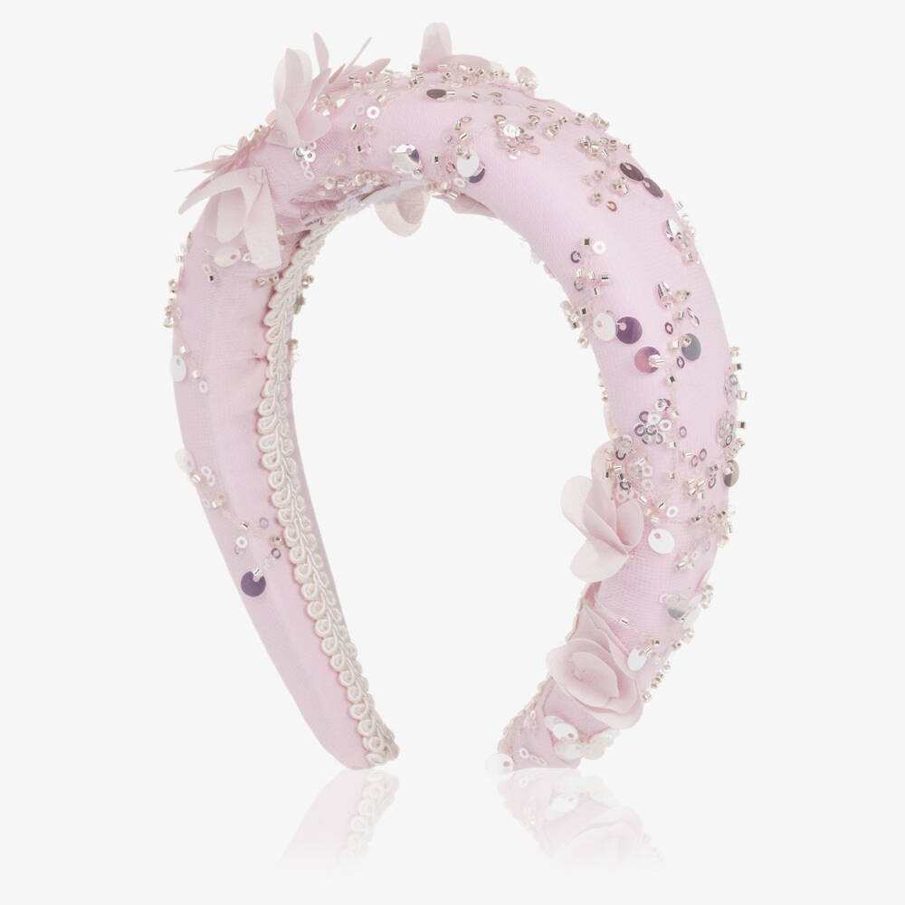 Junona-Girls Lilac Sequin & Floral Embellished Hairband | Childrensalon