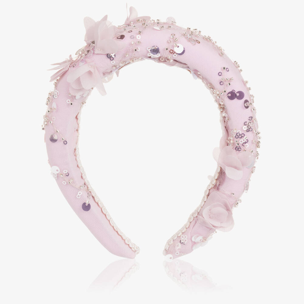 Junona-Girls Lilac Sequin & Floral Embellished Hairband | Childrensalon