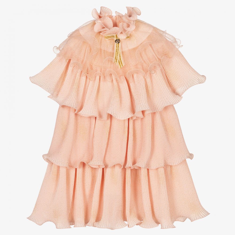 JUNONAドレス Junona - Girls Ivory & Pink Satin Gingerbread Dress