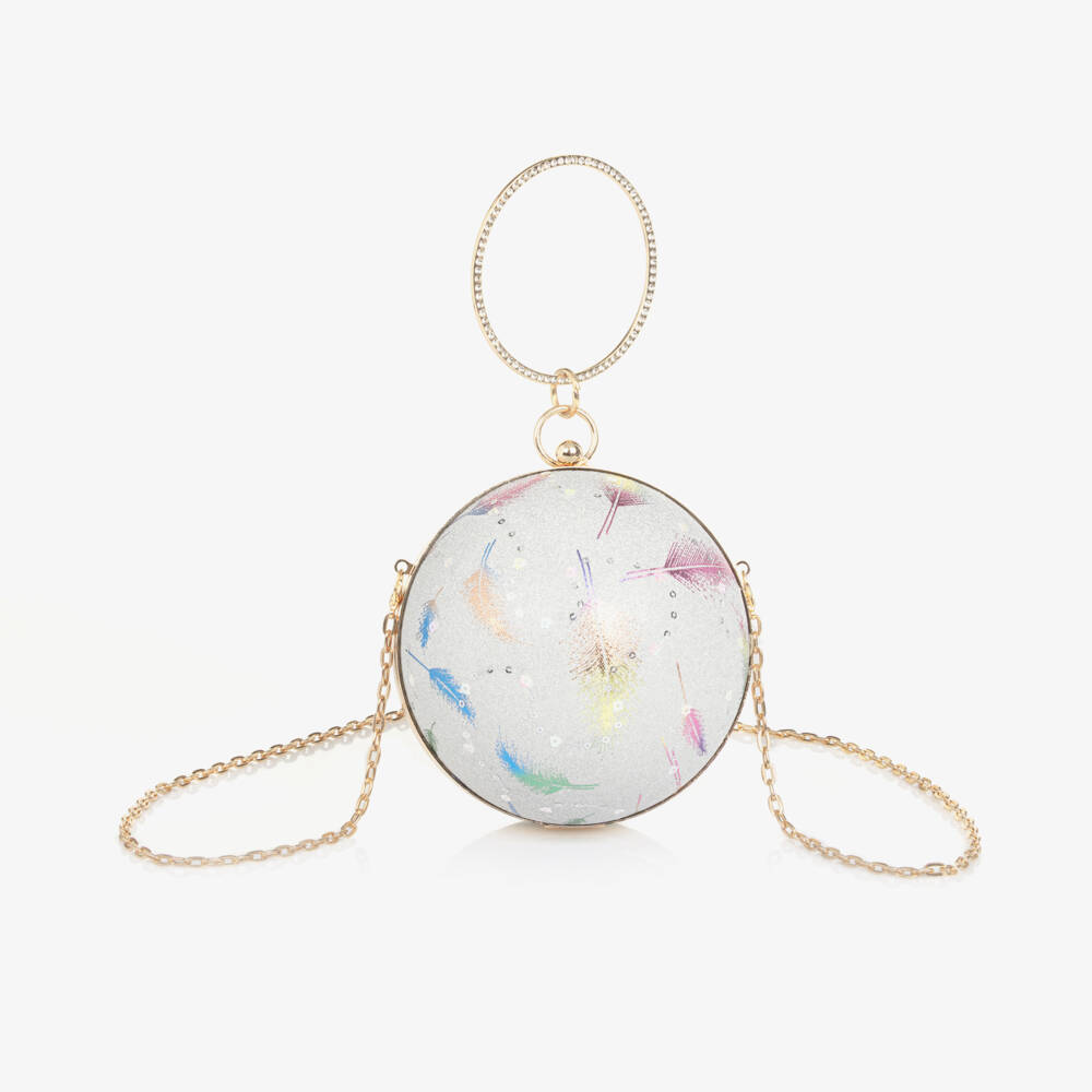 Junona-Silver Glitter & Sequin Ball Handbag (15cm) | Childrensalon