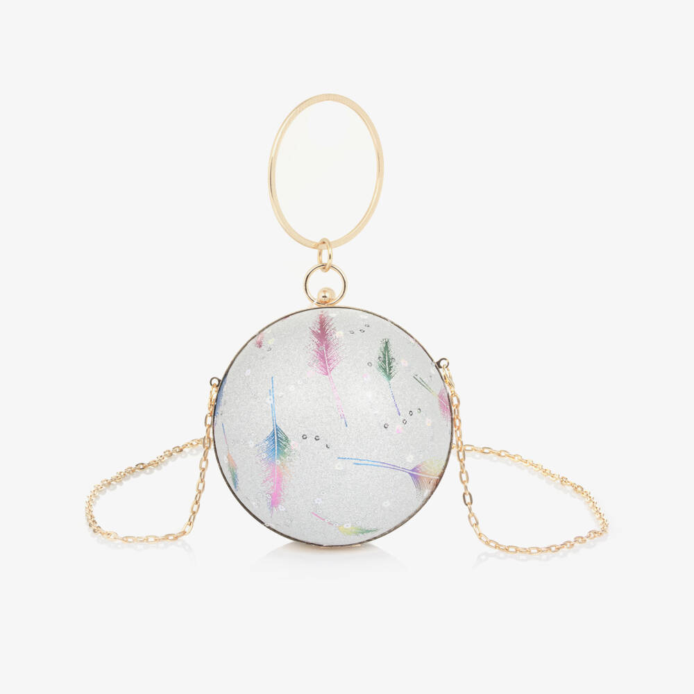 Junona-Silver Glitter & Sequin Ball Handbag (15cm) | Childrensalon