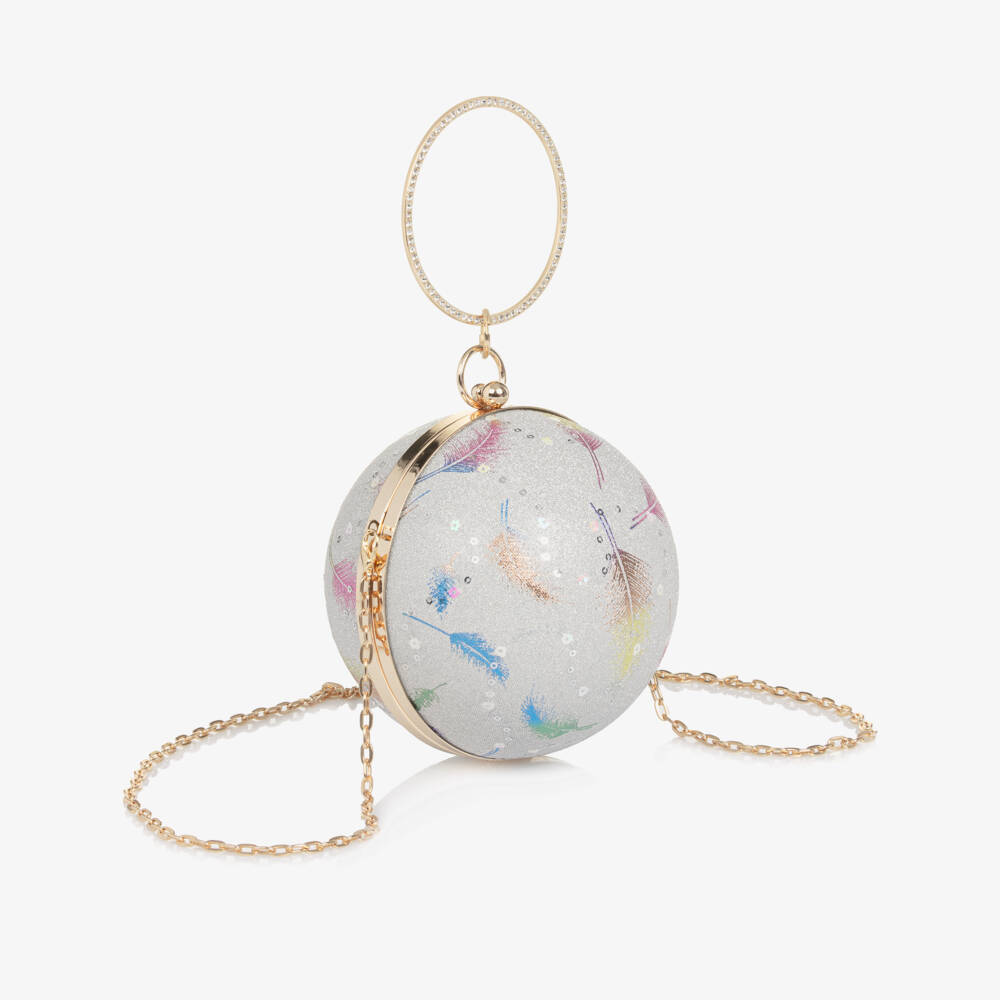 Junona-Silver Glitter & Sequin Ball Handbag (15cm) | Childrensalon