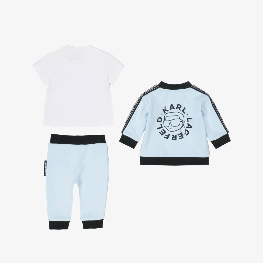 KARL LAGERFELD KIDS-Baby Boys Pale Blue Jersey Karl Ikonik Tracksuit Set | Childrensalon