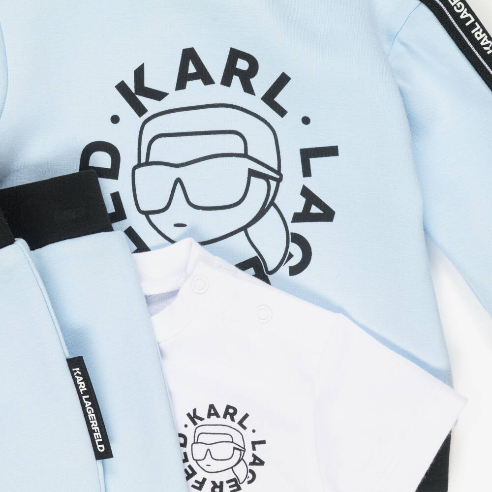 KARL LAGERFELD KIDS-Baby Boys Pale Blue Jersey Karl Ikonik Tracksuit Set | Childrensalon