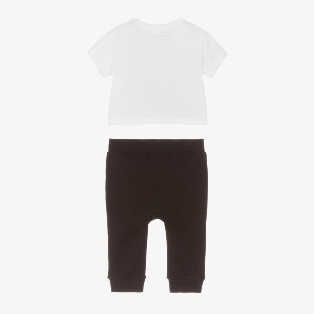 KARL LAGERFELD KIDS-Baby Boys White & Black Cotton T-Shirt & Joggers Set | Childrensalon