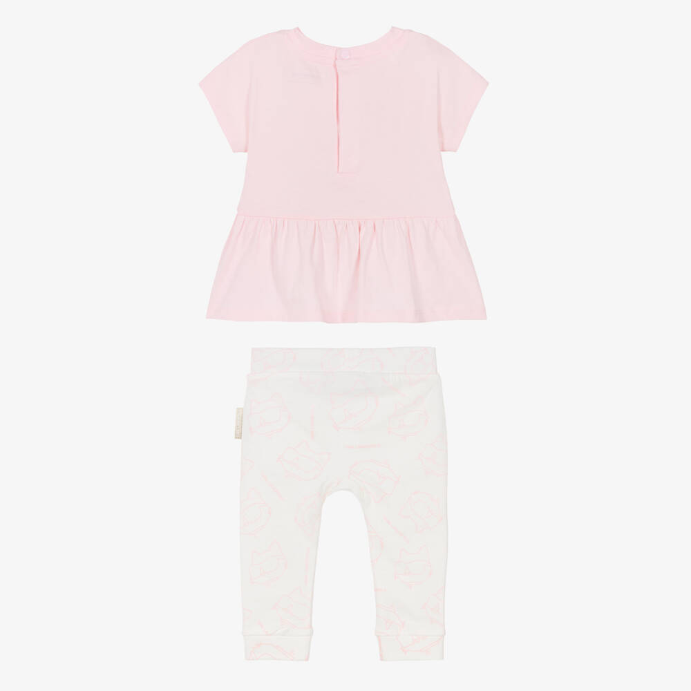 KARL LAGERFELD KIDS-Baby Girls Pink Cotton Top & Leggings Set with Choupette Logo | Childrensalon