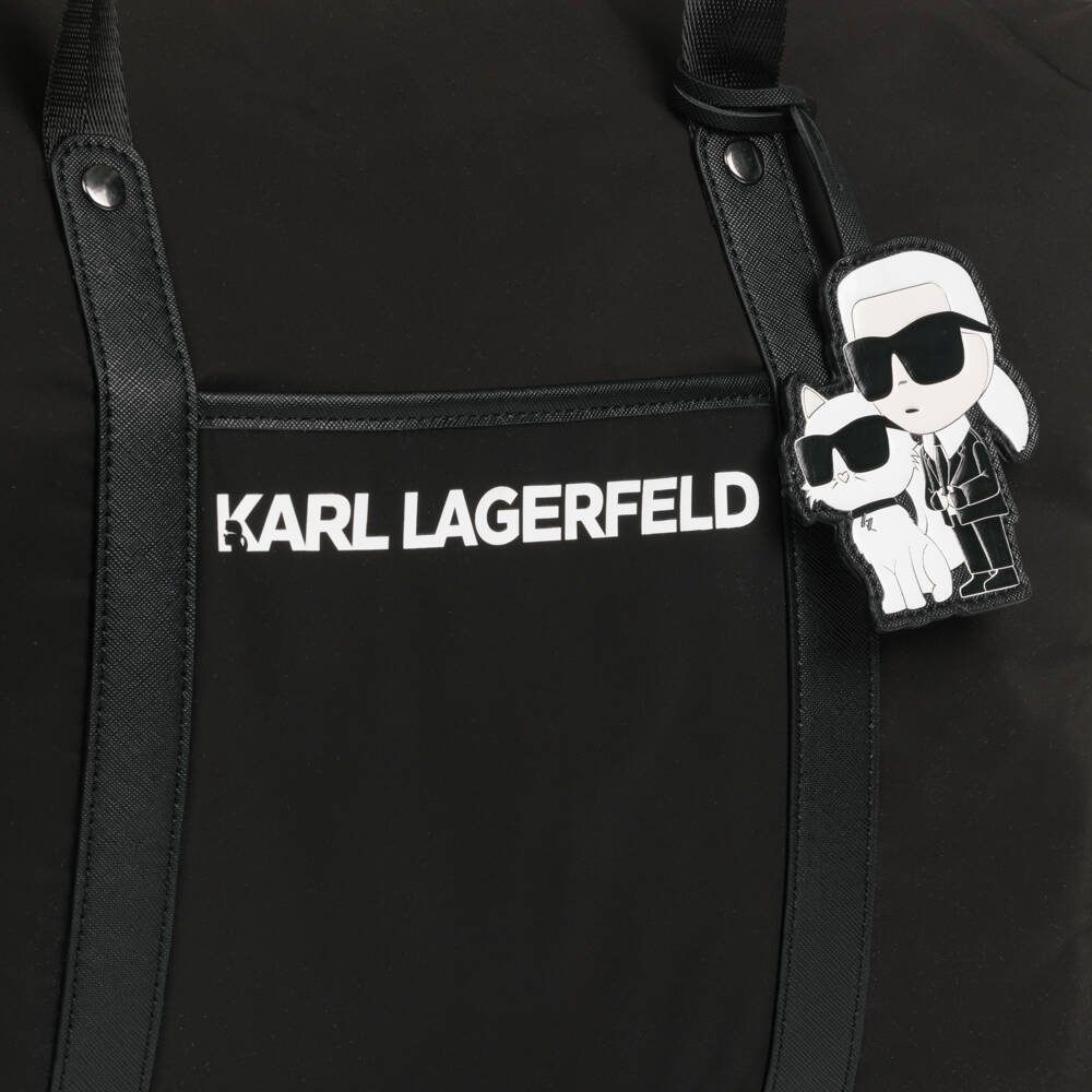 KARL LAGERFELD KIDS-Black Changing Bag with Key Charm (38cm) | Childrensalon