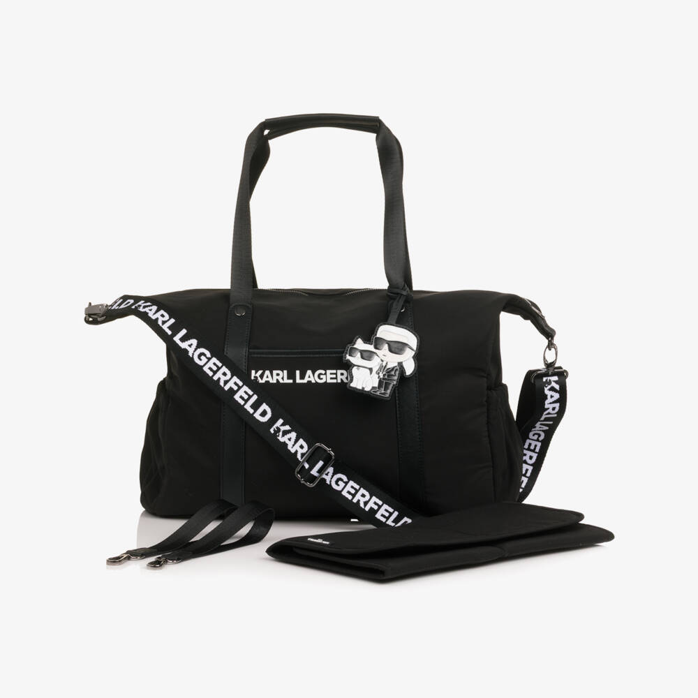 KARL LAGERFELD KIDS-Black Changing Bag with Key Charm (38cm) | Childrensalon