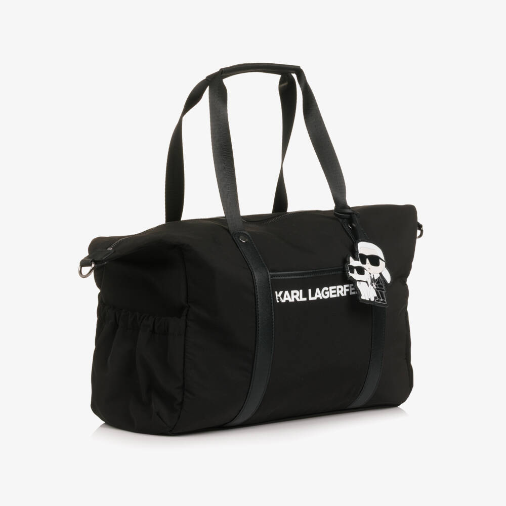 KARL LAGERFELD KIDS-Black Changing Bag with Key Charm (38cm) | Childrensalon