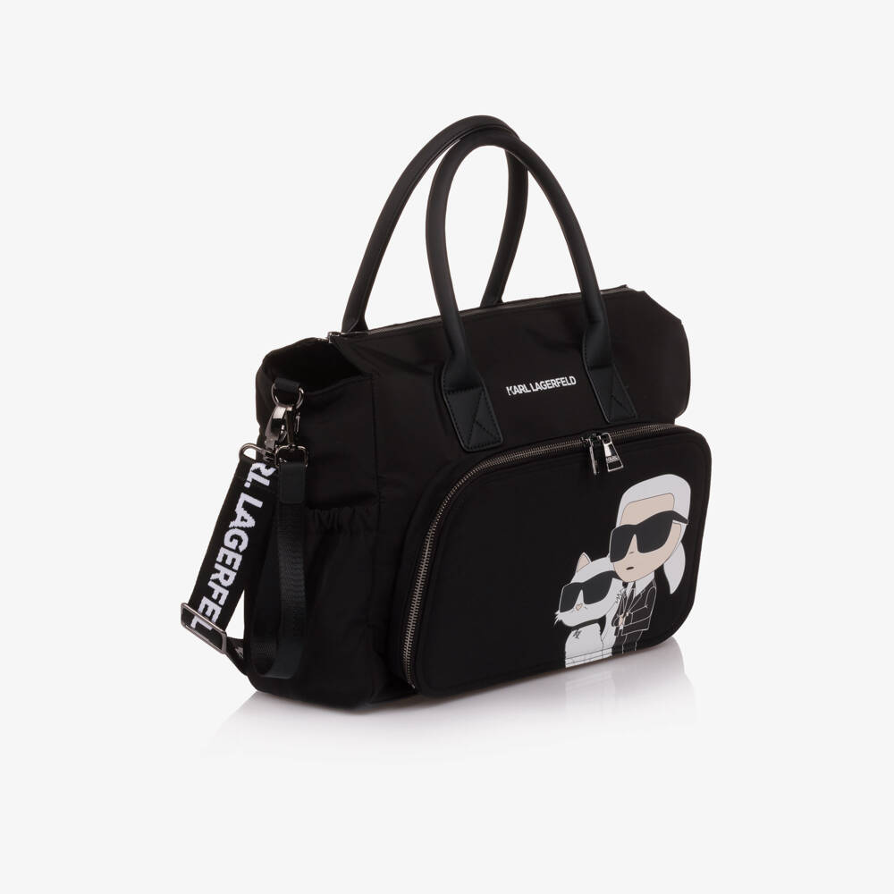 KARL LAGERFELD KIDS-Black Karl & Choupette Changing Bag (43cm) | Childrensalon