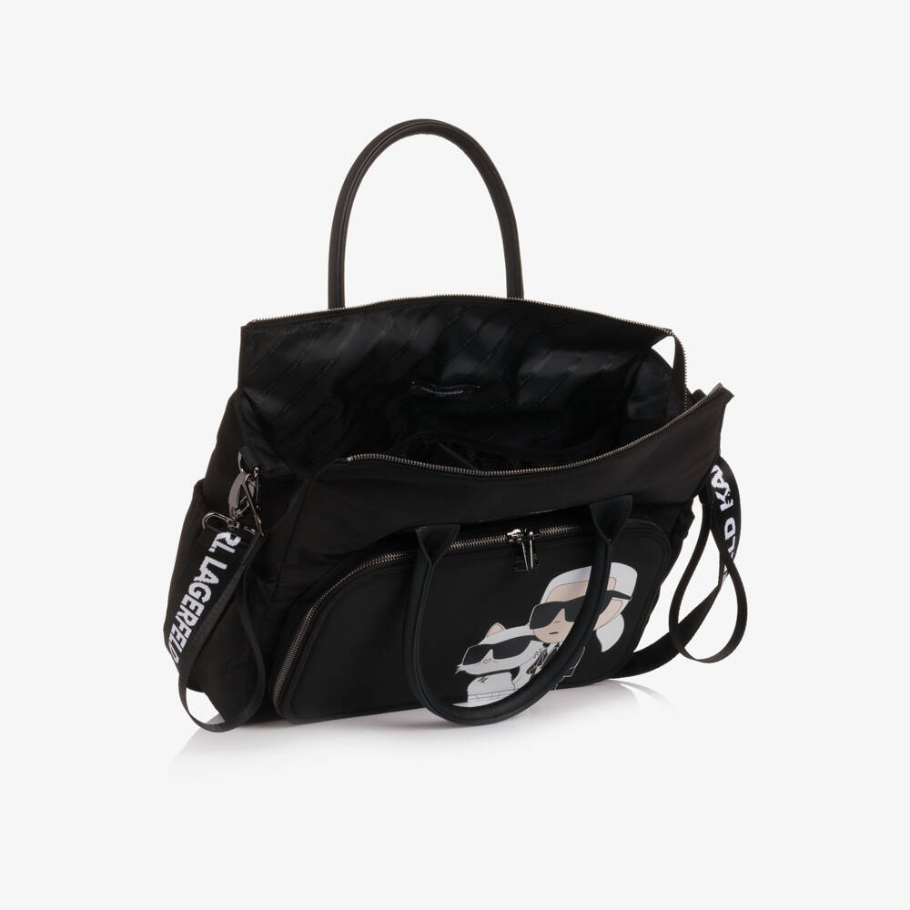 KARL LAGERFELD KIDS-Black Karl & Choupette Changing Bag (43cm) | Childrensalon