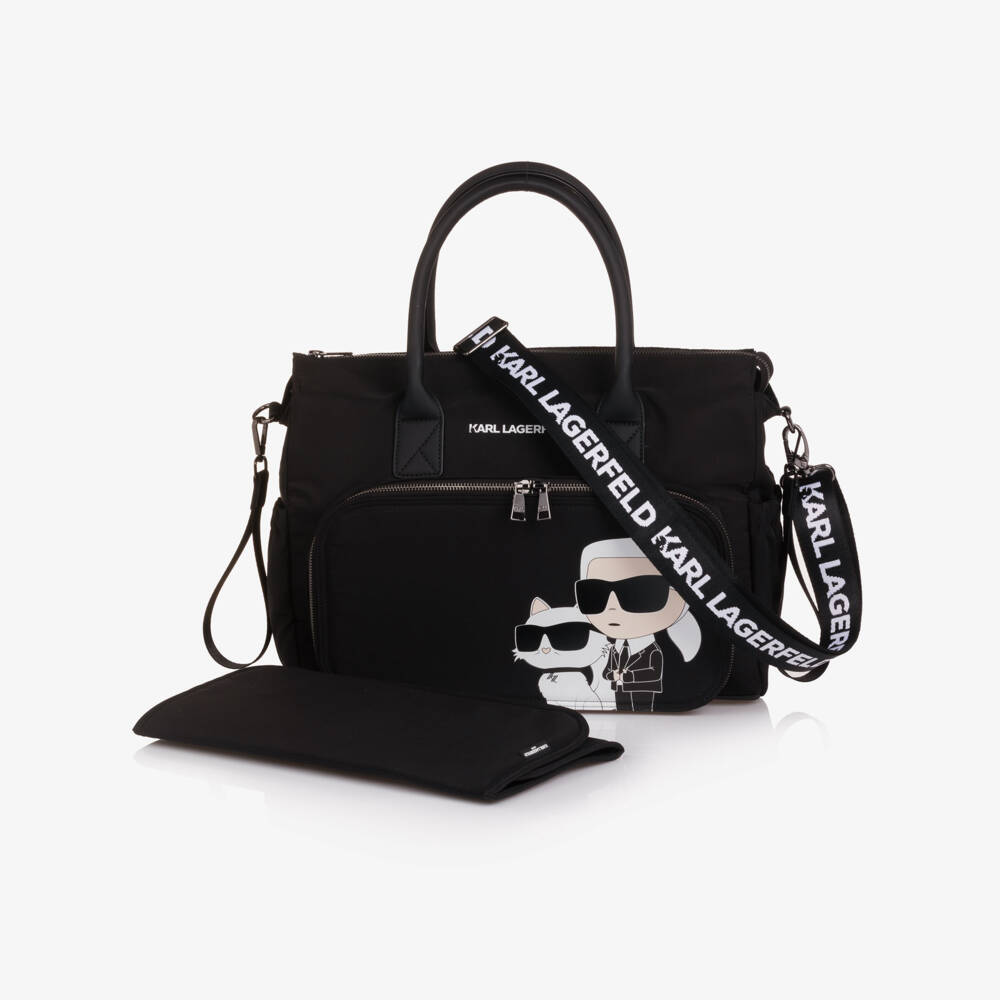 KARL LAGERFELD KIDS-Black Karl & Choupette Changing Bag (43cm) | Childrensalon