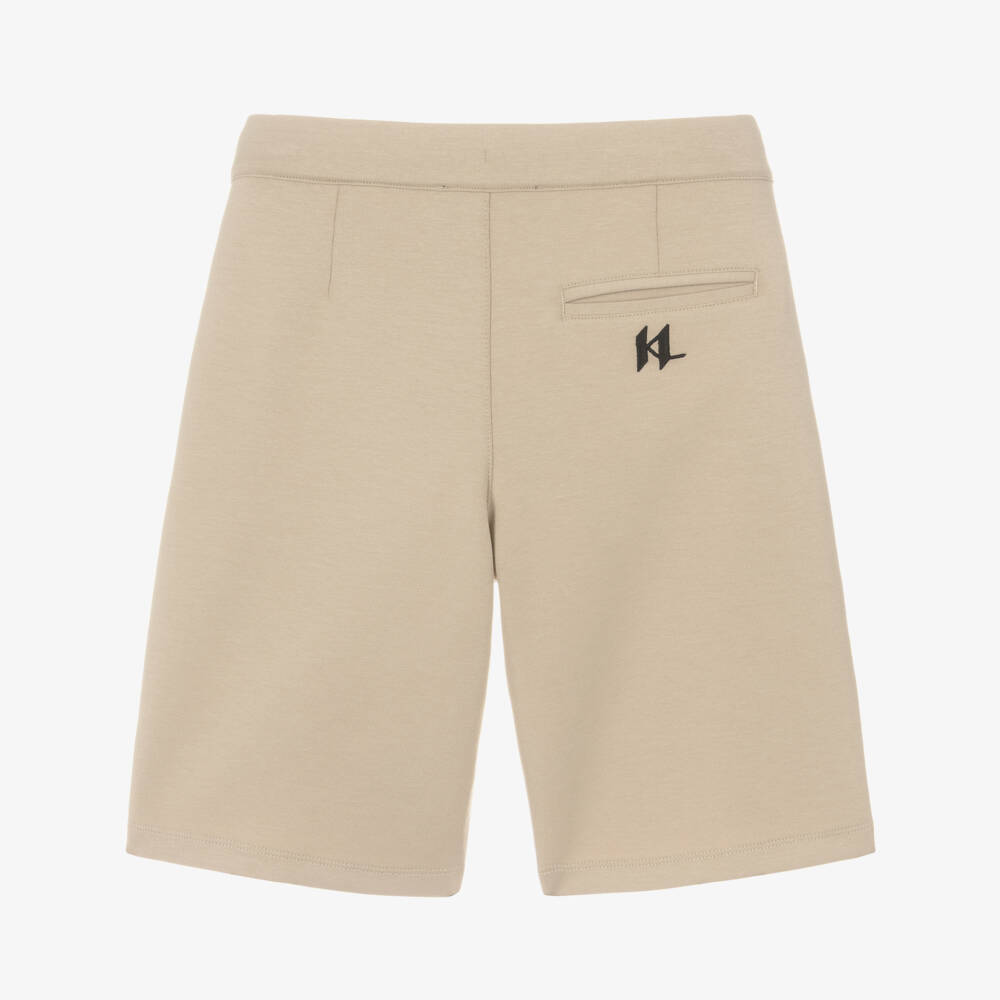 KARL LAGERFELD KIDS-Boys Beige Jersey Drawstring Shorts | Childrensalon