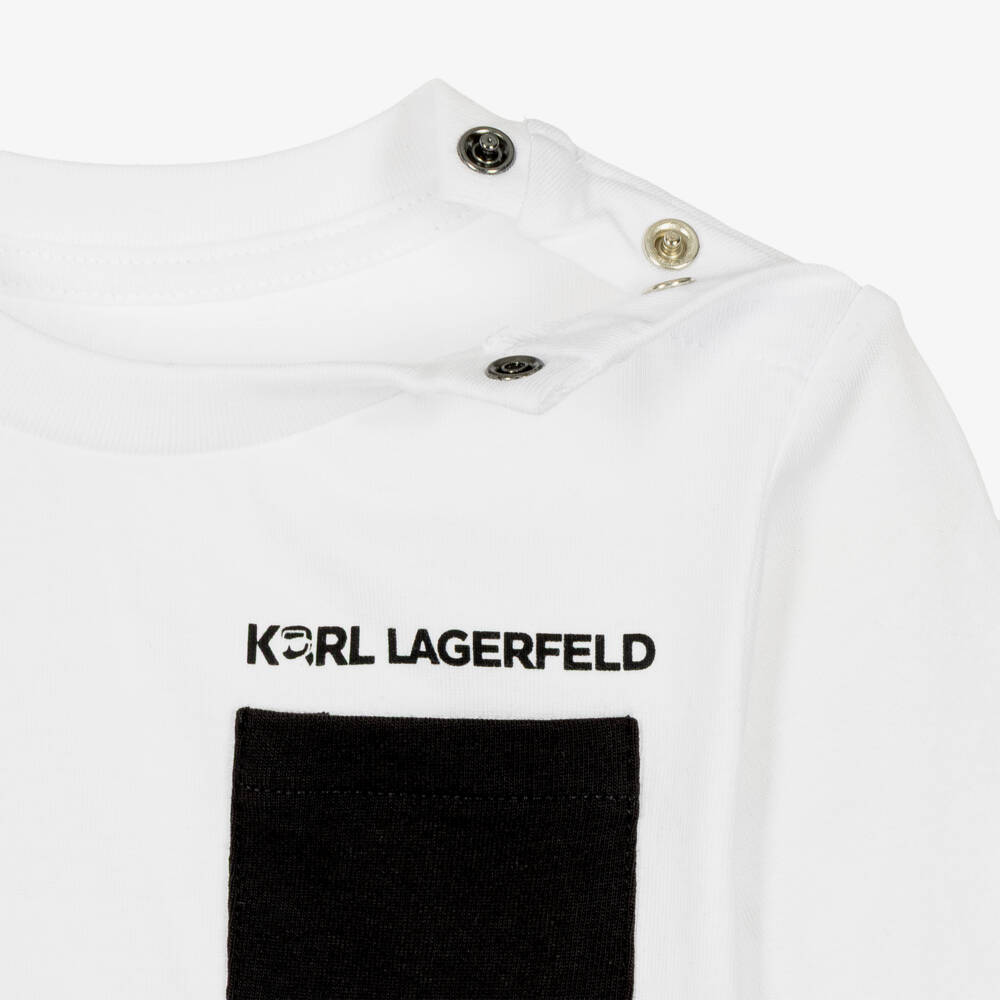 KARL LAGERFELD KIDS-Boys Black & Beige Piqué Jersey Tracksuit Set | Childrensalon