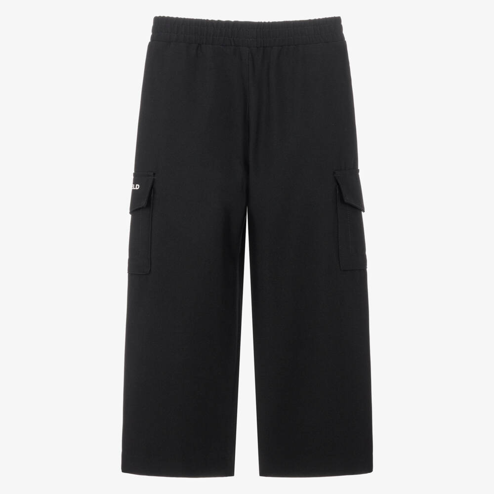 KARL LAGERFELD KIDS-Boys Black Cargo Trousers | Childrensalon