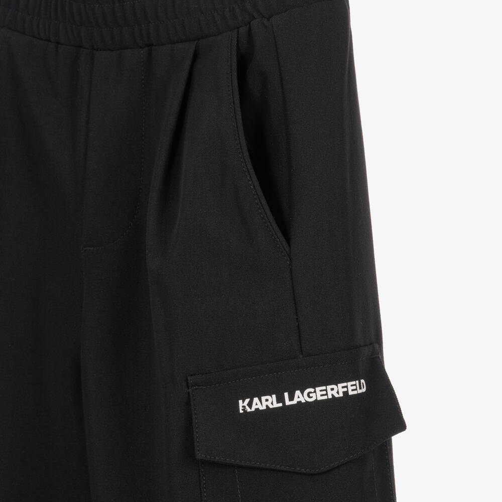 KARL LAGERFELD KIDS-Boys Black Cargo Trousers | Childrensalon