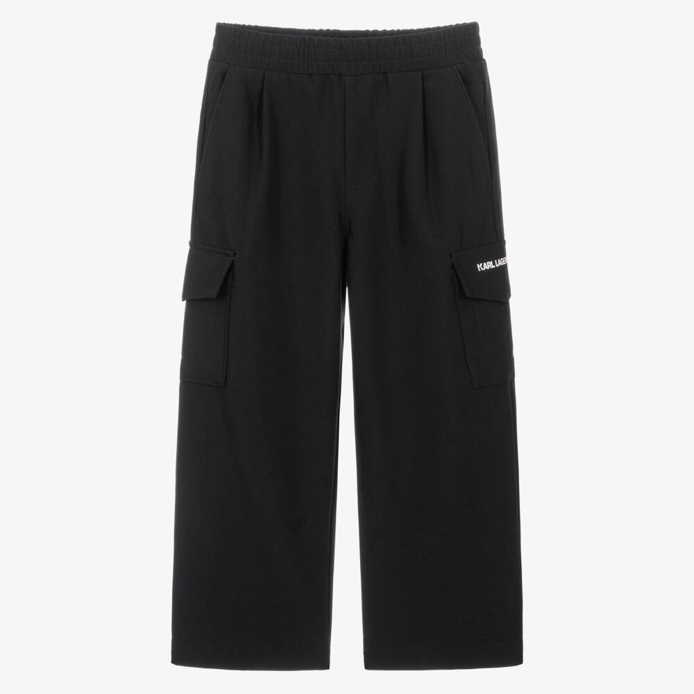 KARL LAGERFELD KIDS-Boys Black Cargo Trousers | Childrensalon