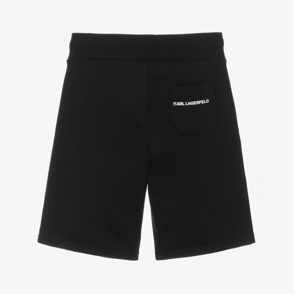 KARL LAGERFELD KIDS-Boys Black Cotton Jersey Bermuda-Length Shorts | Childrensalon