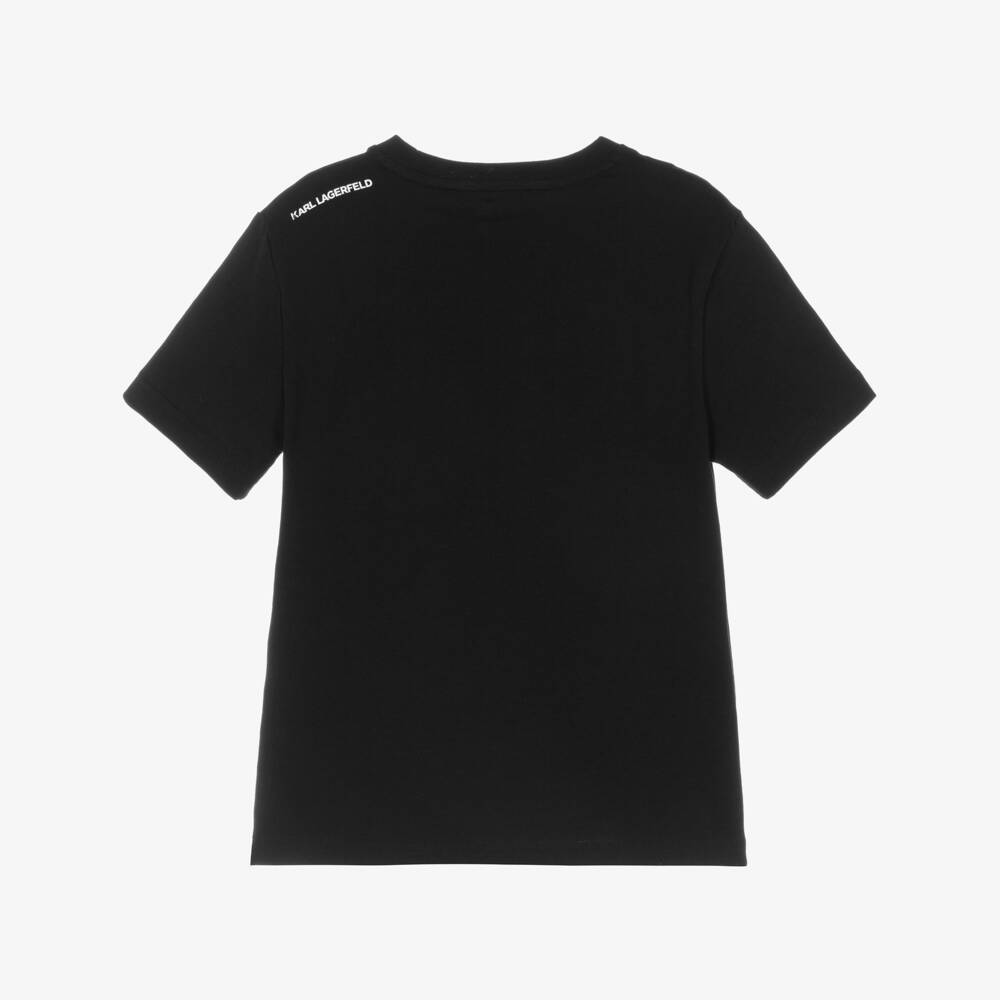 KARL LAGERFELD KIDS-Boys Black Cotton Rue St Guillaume Logo T-Shirt | Childrensalon